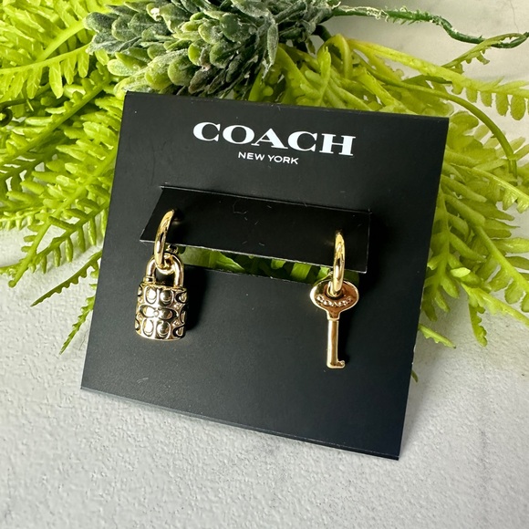 Coach Quilted Padlock Key Mismatch Earrings - Picture 4 of 8